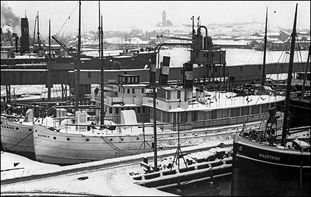 Astrea vinterupplagd vid Lilla Bommen, Göteborg ca 1925